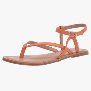 Women's Lucky Brand Bylee Sandals 9.5 Melon Orange Leather Ankle Strap Shoes
